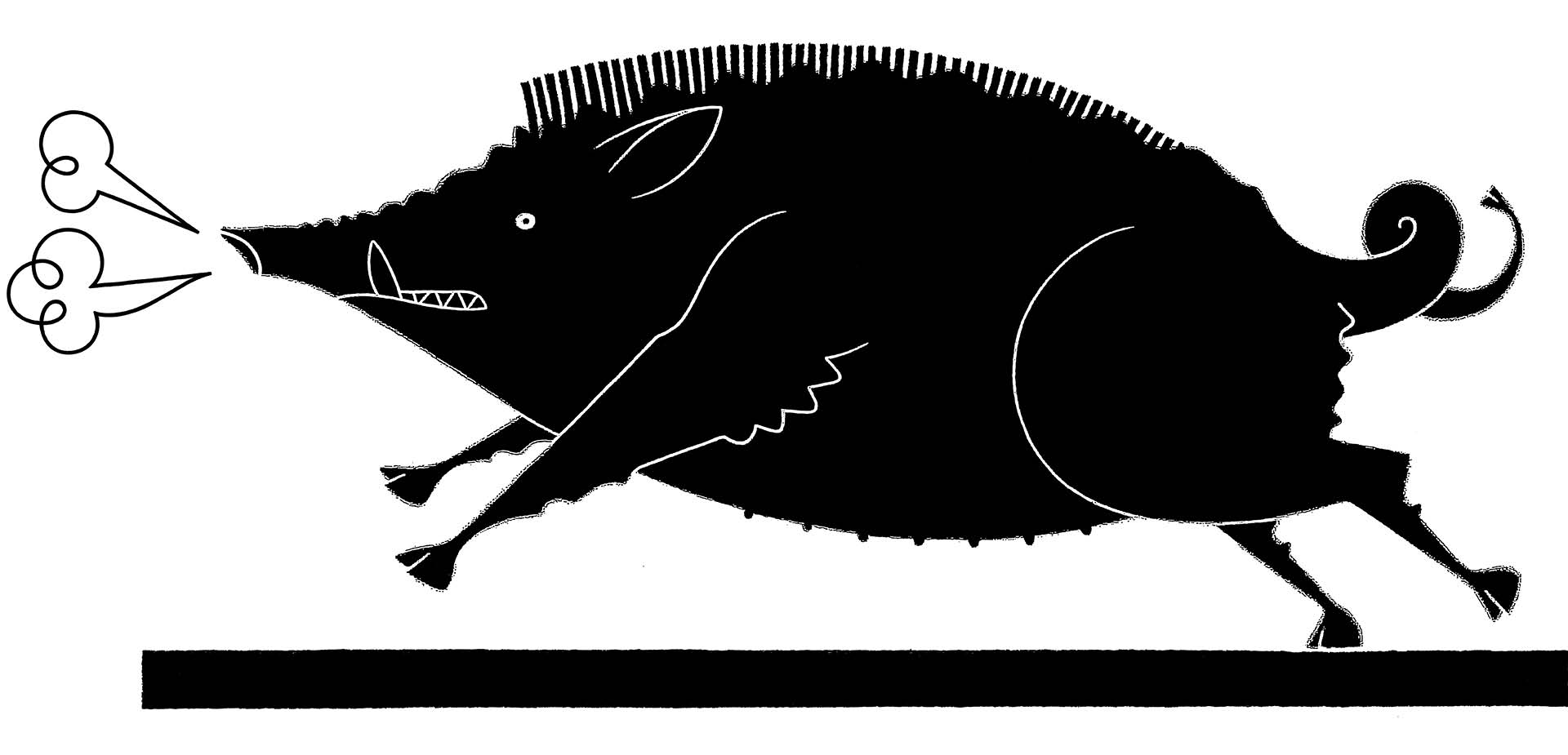 Drawing: "Pig of History," black